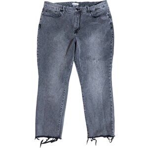 Sz.18*Good American*Cropped Gray Jeans--Classic Rise--Raw Hem
